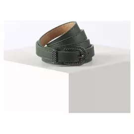 Ремень женский, ширина 1,4 см, гладкий, пряжка металл, цвет зелёный