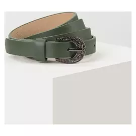 Ремень женский, ширина 1,8 см, гладкий, пряжка металл, цвет зелёный