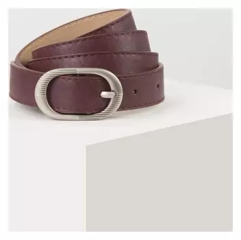 Ремень женский, ширина 2,3 см, гладкий, пряжка металл, цвет бордовый