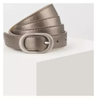 Ремень женский, ширина 2,3 см, гладкий, пряжка металл, цвет бронзовый