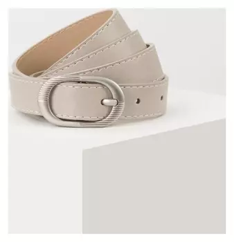 Ремень женский, ширина 2,3 см, гладкий, пряжка металл, цвет серый