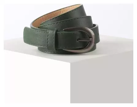 Ремень женский, ширина 2,3 см, гладкий, пряжка металл, цвет зелёный