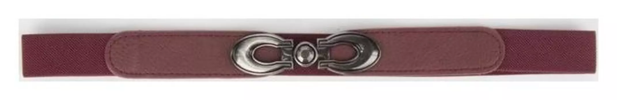 Ремень женский, ширина 2,5 см, резинка, пряжка серебро, цвет бордовый