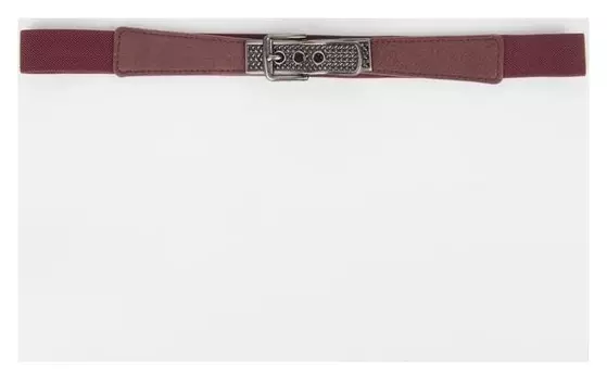 Ремень женский, ширина 2,5 см, резинка, пряжка серебро, цвет бордовый
