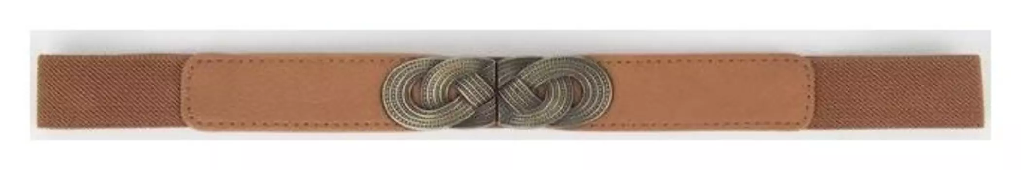 Ремень женский, ширина 2,5 см, резинка, пряжка золото, цвет рыжий