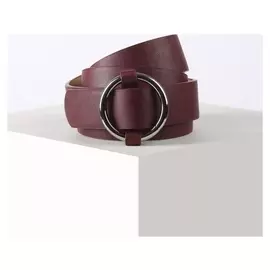 Ремень женский, ширина 2,8 см, гладкий, пряжка металл, цвет бордовый