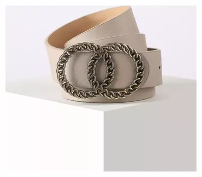 Ремень женский, ширина 3,3 см, гладкий, пряжка металл, цвет серый