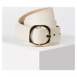 Ремень женский, ширина - 3,5 см, пряжка металл, цвет бежевый