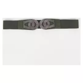 Ремень женский, ширина 3,8 см, резинка, пряжка серебро, цвет зелёный