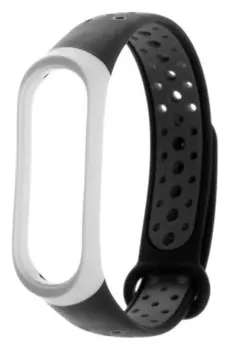 Ремешок для фитнес-браслета Mi Band 3/4 Luazon, с перфорацией, черно-серый