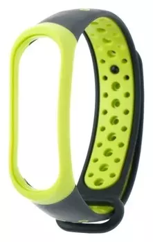 Ремешок для фитнес-браслета Mi Band 3/4 Luazon, с перфорацией, черно-зеленый