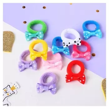 Резинка для волос "Бантик" (Набор 30 шт) горошек