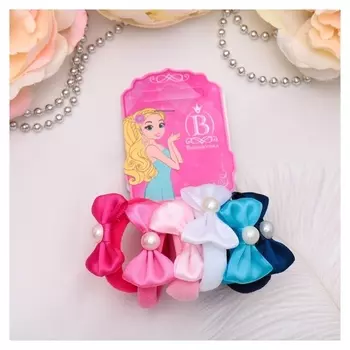 Резинка для волос "Бантик" (Набор 6 шт) жемчужина