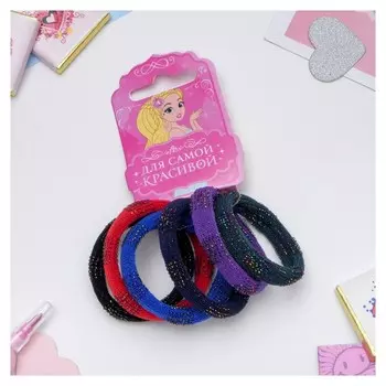 Резинка для волос "Блеск" 4,5 см (Набор 6 шт) пунктир