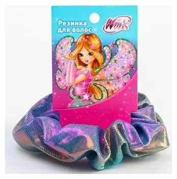 Резинка для волос блестящая голубая, Winx