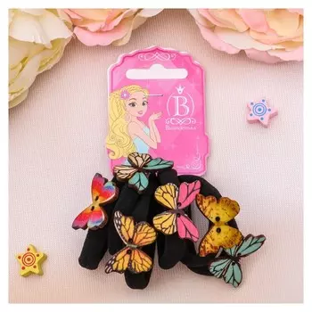 Резинка для волос "Деревяшечка" (Набор 6 шт) бабочка