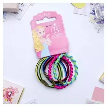 Резинка для волос "Грандиент" (Набор 6 шт) 4,5 см полосатики