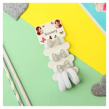 Резинка для волос "Лола" (Набор 6 шт) бантики, белый