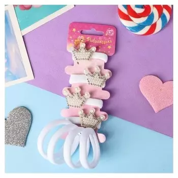 Резинка для волос "Лори" (Набор 8 шт) королевство, 3 см, белый