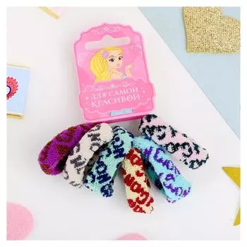 Резинка для волос "Махрушка" 5 см (Набор 6 шт) рисунок