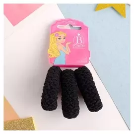 Резинка для волос "Махрушка" (Набор 3 шт) узорчатая чёрная