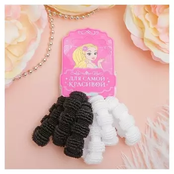 Резинка для волос "Махрушка" (Набор 6 шт) чёрно-белый