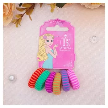 Резинка для волос "Махрушка" (Набор 6 шт) полоска