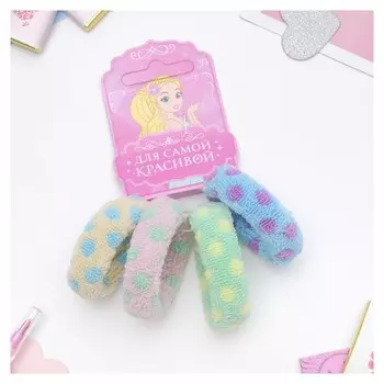 Резинка для волос "Махрушка нежная" 4 см (Набор 4 шт) горох, пастель