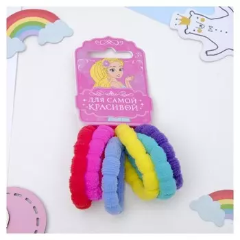 Резинка для волос "Махрушка спорт" (Набор 6 шт) 4,5 см яркие