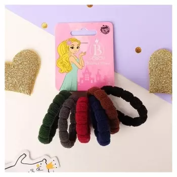 Резинка для волос "Махрушка спорт" (Набор 6 шт) 4,5 см тёмный