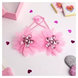 Резинка для волос "Маленькая модница" (Цена за пару) кристальный цветок, розовый