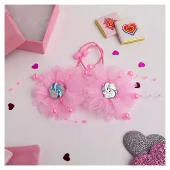 Резинка для волос "Маленькая модница" (Цена за пару) переливы цветка, розовый