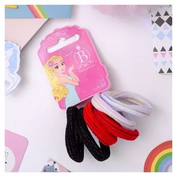 Резинка для волос "Перелив" (Набор 6 шт) синяя, красная, цветная