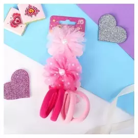 Резинка для волос "Сабрина" (Набор 8 шт) горошинки, розовый