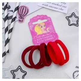 Резинка для волос "Спорт" (Набор 6 шт) 4 см, красный, бордовый