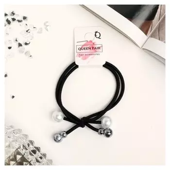 Резинка для волос "Валерия" 6 см, бусины, чёрный