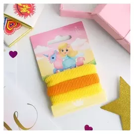 Резинка для волос "Василиса" (Набор 3 шт.) 5,5 см, жёлтый, оранжевый