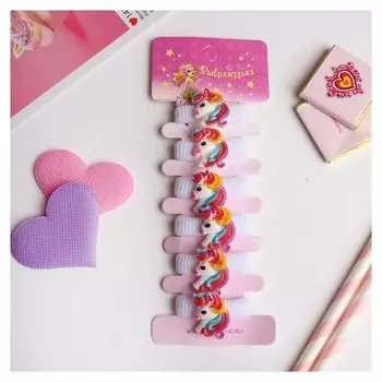 Резинка для волос "Волшебство" (Набор 6 шт) голова единорога