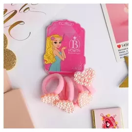 Резинка для волос "Жемчужная" (Набор 4 шт) розовая, сердечко