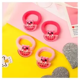 Резинка для волос "Зверушки" (Набор 4 шт) мишки с арбузиками