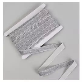 Резинка с глиттером, 20 мм, 10±1м, цвет белый/серебряный