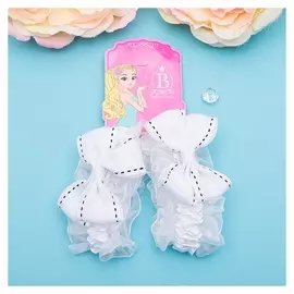 Резинки для волос "Рюши" (Набор 2 шт.), белые, со штрихами