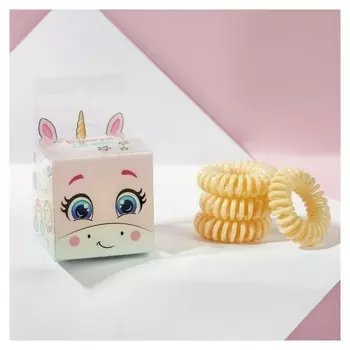 Резинки для волос в пвс коробке "Единорог", 4 шт, D= 2 см.