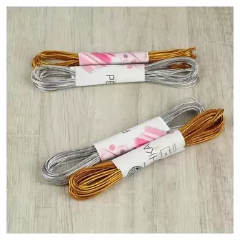 Резинки шляпные, 1/2 мм, 7 м, 4 шт, цвет золотой/серебряный