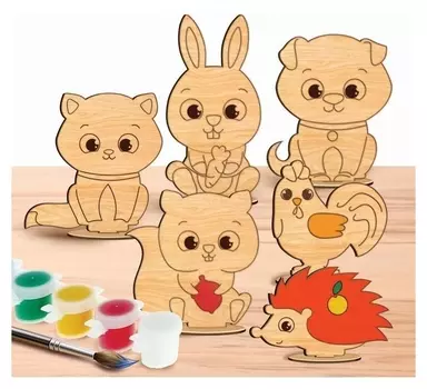 Роспись по дереву «Весёлые зверята»