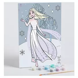 Роспись по холсту 20х30 "Зимняя прогулка" холодное сердце, 10 кр. по 3мл,кисть.