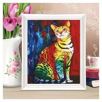 Роспись по холсту «Кошечка» по номерам с красками по 3 мл+ кисти+крепеж, 30×40 см