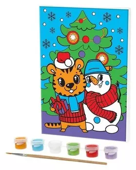 Роспись по холсту «Лучшие друзья» 15х21