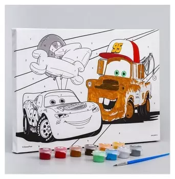 Роспись по холсту "Маккуин" 20х30 см, тачки