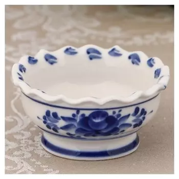 Розетка «Цветы», 10,5х10,5×5 см, гжель